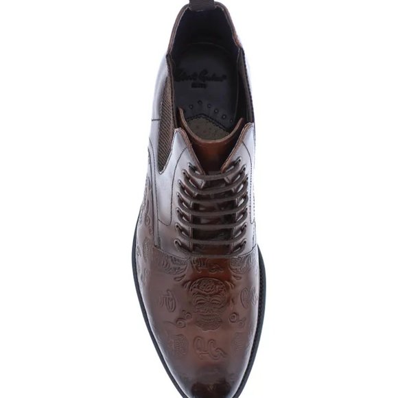 Robert Graham Hyperspace Skull Embossed Lace-Up Leather Boot in Brown main image 7